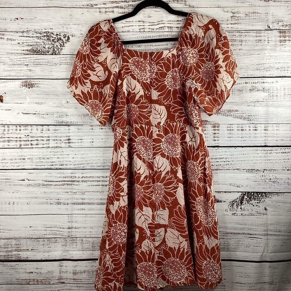 MADEWELL SIZE 2 MINI DRESS SILK TIE FRONT FALL SUNFLOWER‎ GUC - Picture 12 of 15
